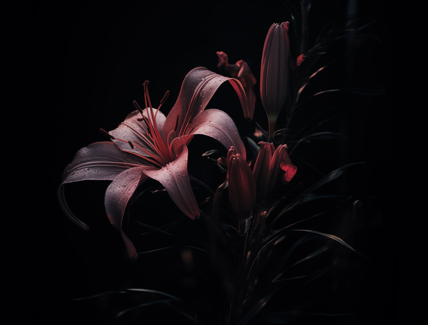 Flower Modern Art: Darkest Desire Dark Floral Photorealism - Digital Artwork Loose Art Print