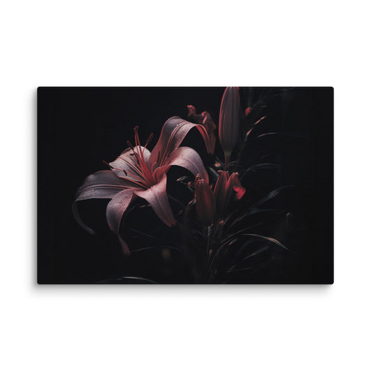 Darkest Desire Dark Floral Photorealistic Digital Artwork Canvas Wall Art Print
