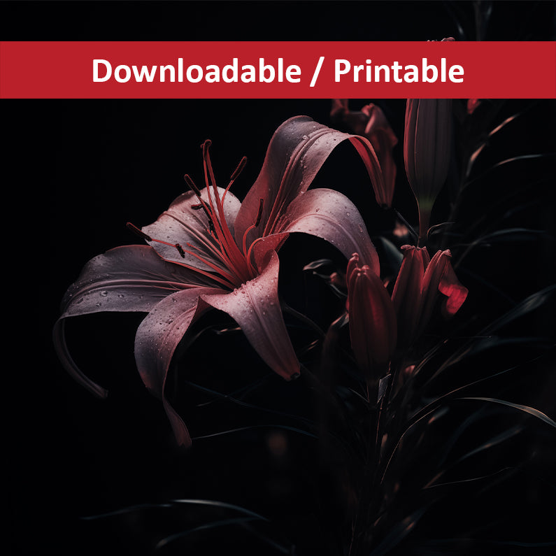 Darkest Desire Dark Floral Photorealistic Digital Artwork DIY Downloadable and Printable Wall Art Prints