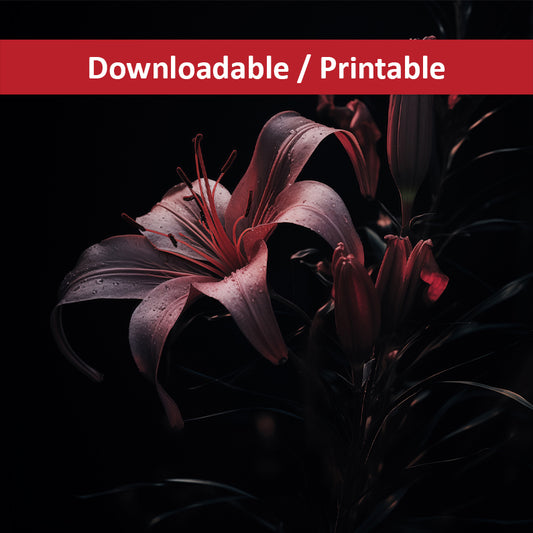 Darkest Desire Dark Floral Photorealistic Digital Artwork DIY Downloadable and Printable Wall Art Prints