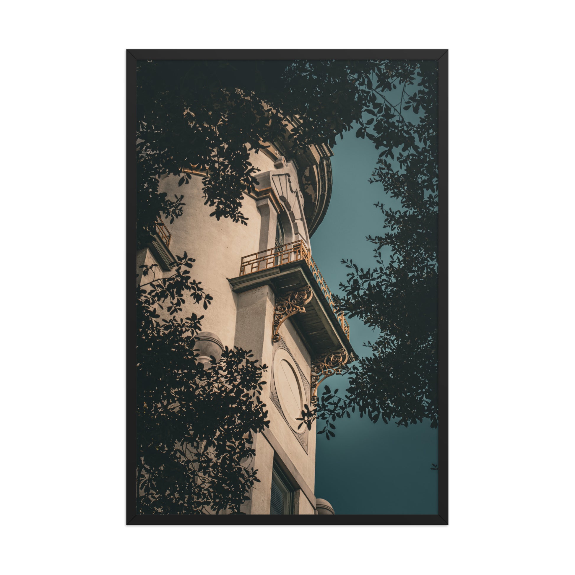 Decorative Tower Window & Trees Architectural Photograph Framed Wall Art Print