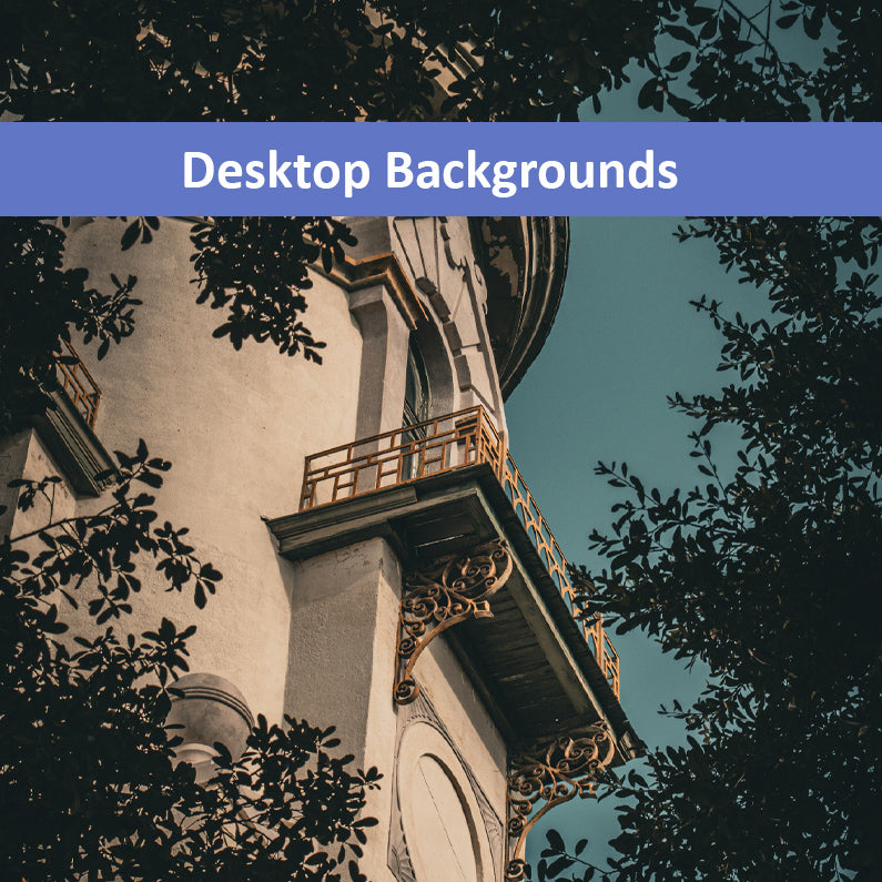 Decorative Tower Window & Trees Architectural Photograph Wallpaper for Computer 2