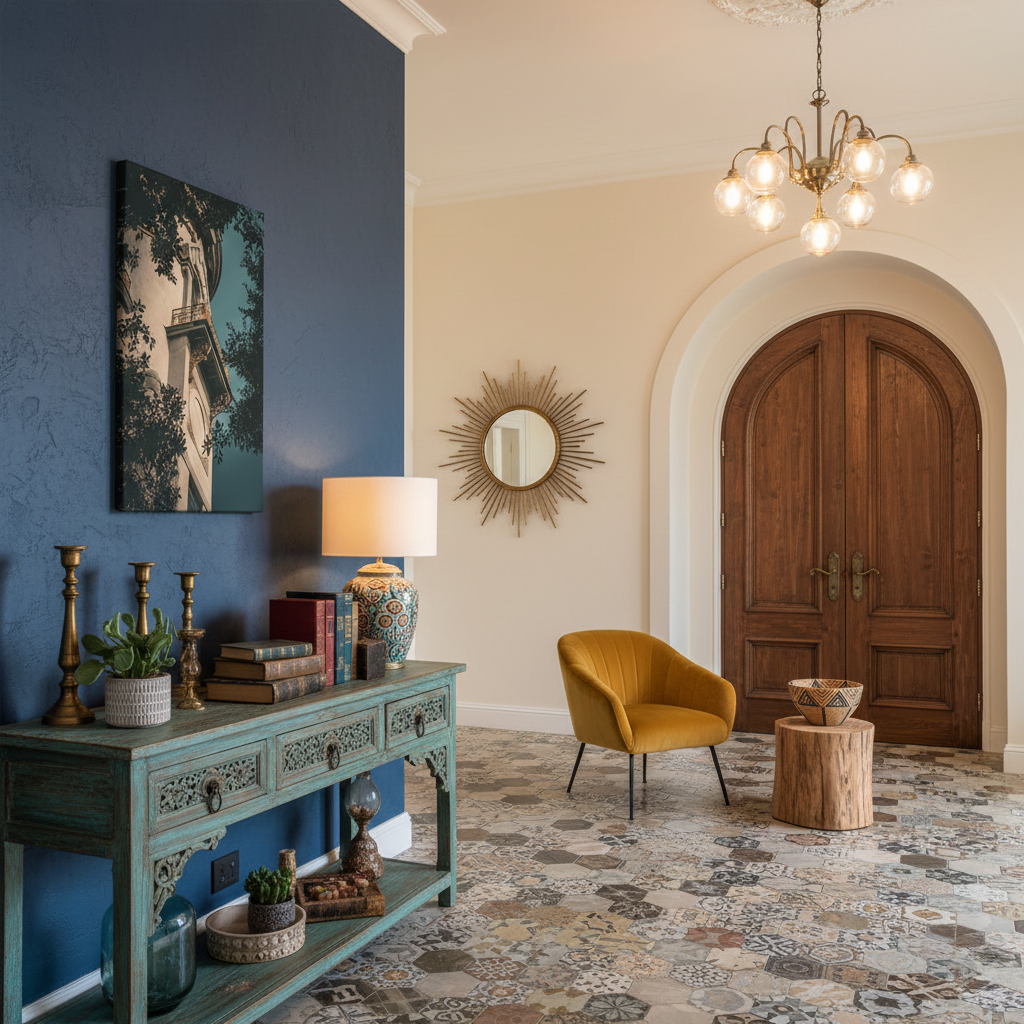 Decorative Turret Window & Trees Architectural Photograph Canvas Wall Art Print in Eclectic Style Foyer