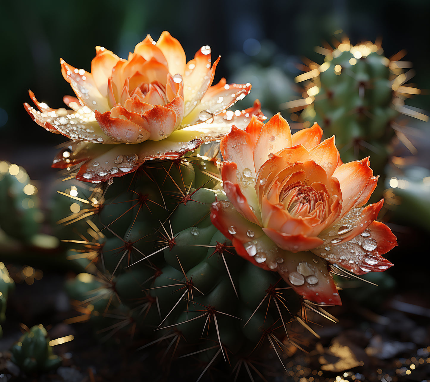 Botany Painting: Desert Jewels Cactus Photorealism - Digital Artwork Loose Art Print