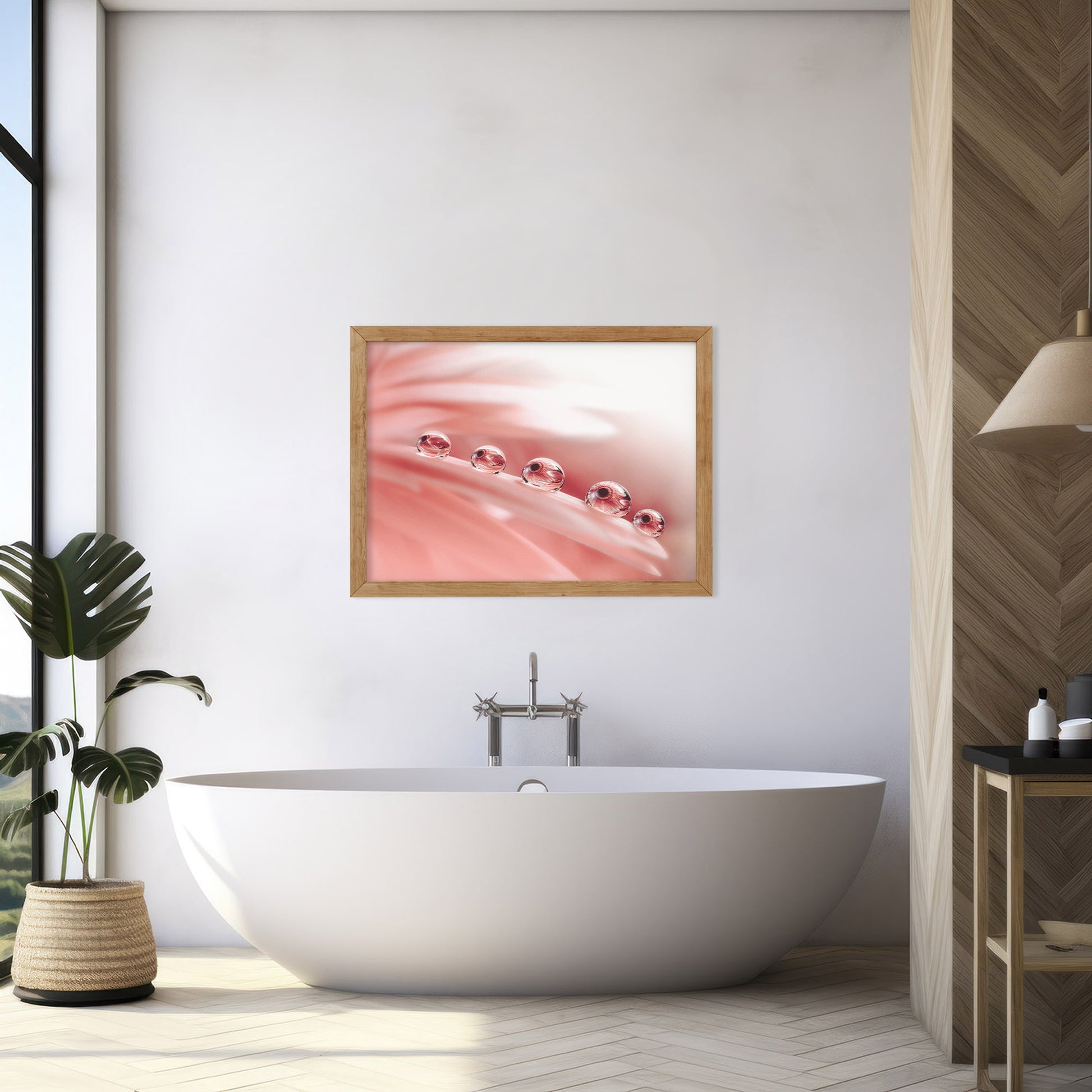 Best Bathroom Artwork: Peace - Dew Drops on Gerbera Daisy Petals Floral Botanical Photograph Shabby Chic - Vintage Loose / Unframed Wall Art Print