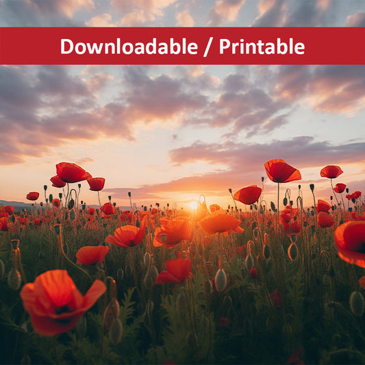 Downloadable Art: A Field of Memories Poppy Photorealistic Digital Floral Artwork