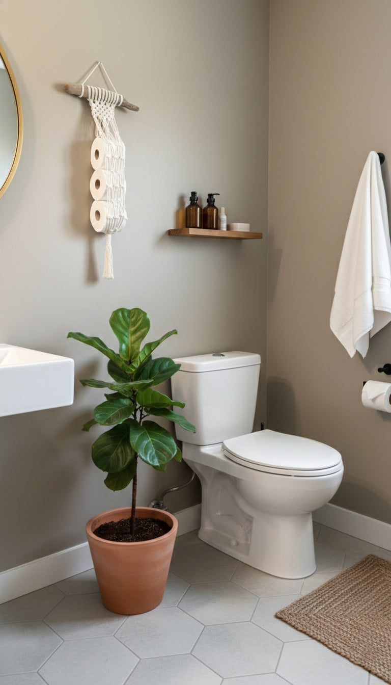 Boho Macramé Toilet Paper Holder Gray Driftwood