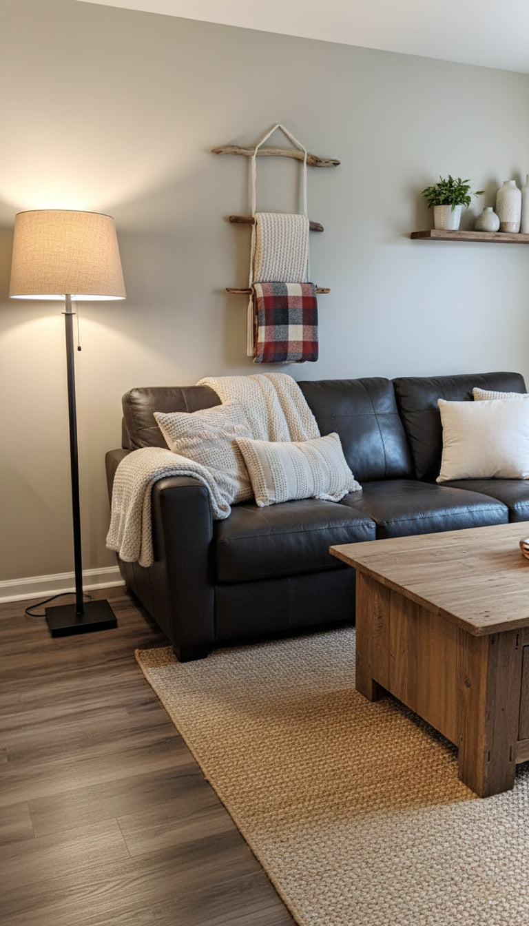 Driftwood and Macrame Blanket | Towel Rack Functional Texture Art Wall Hanging