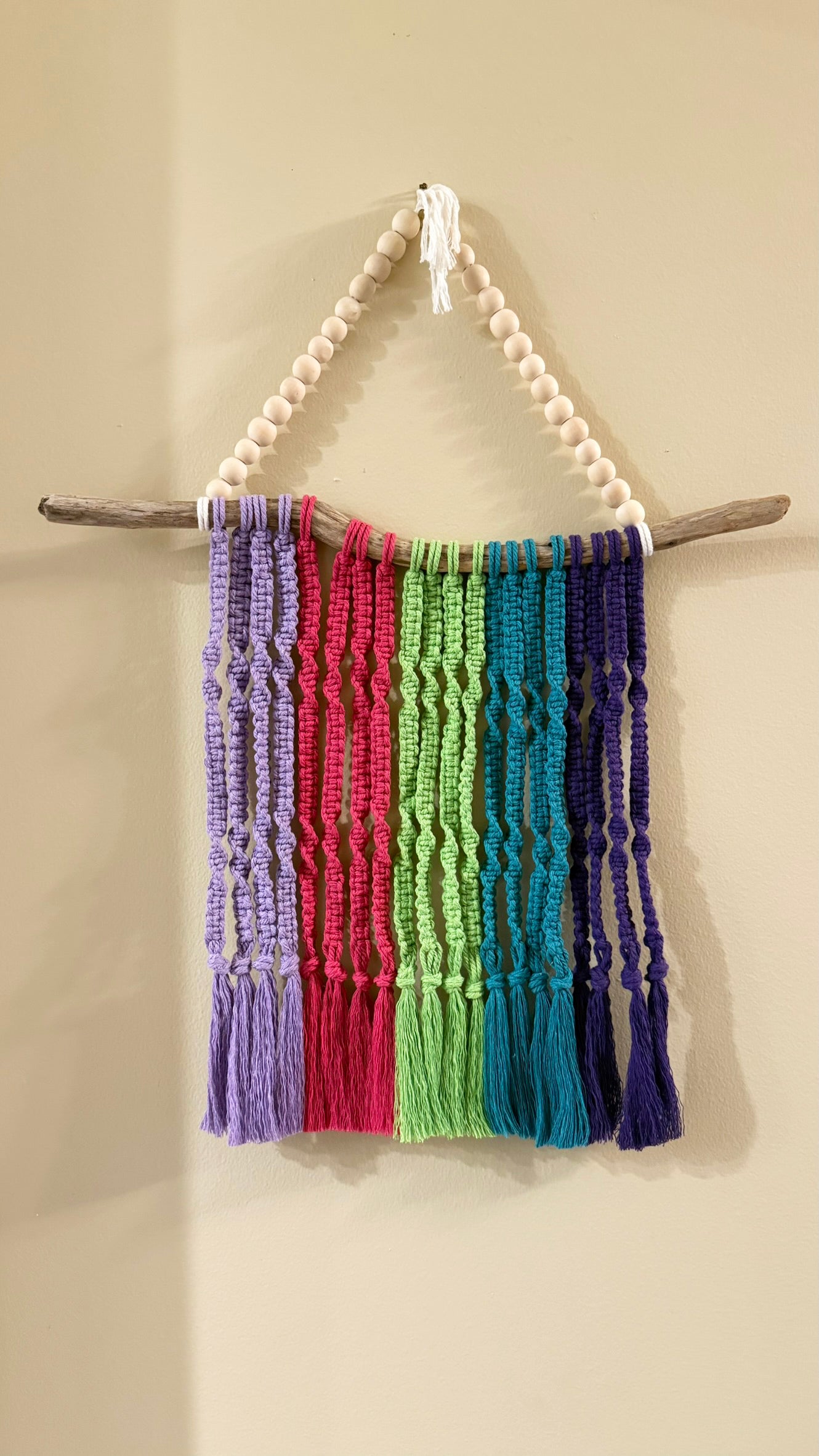 Rainbow Driftwood Macrame Wall Hanging | Kids Room & Boho Decor Art