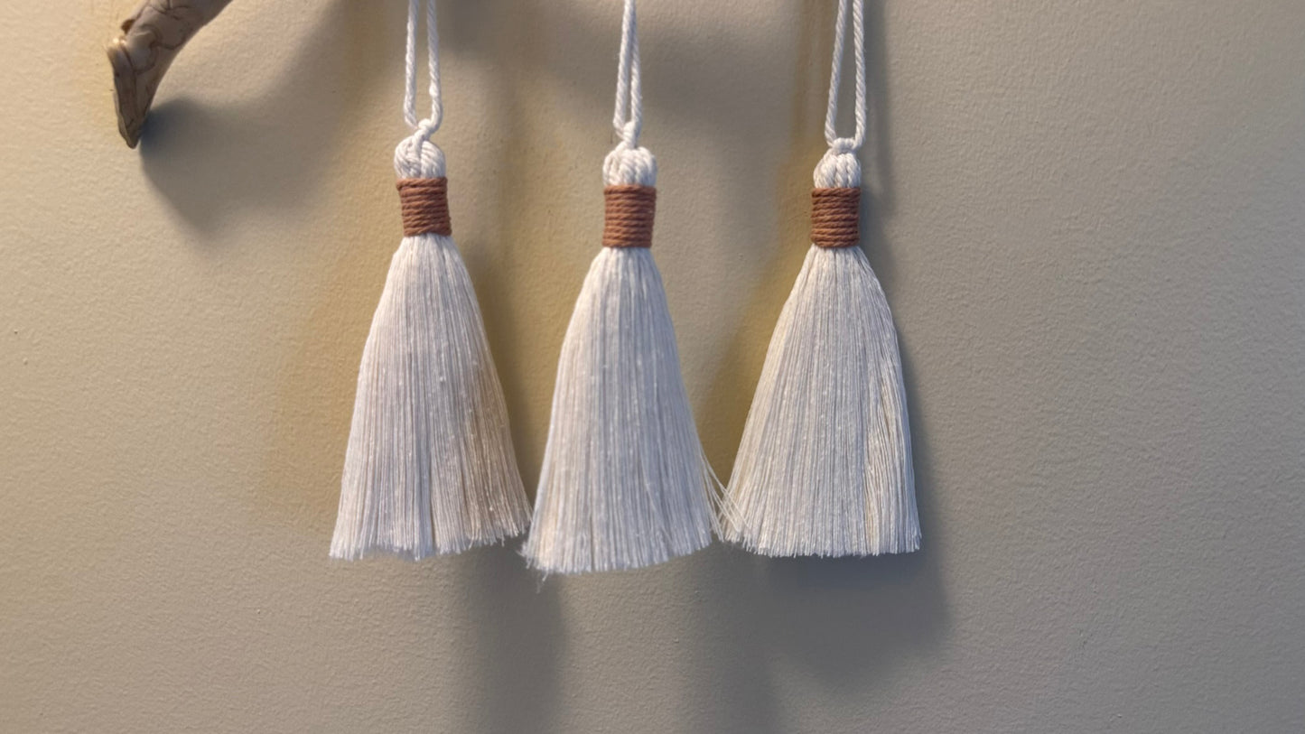 Handmade Driftwood and Macrame Tassels Wall Art | Boho | Rustic | Coastal Home Decor