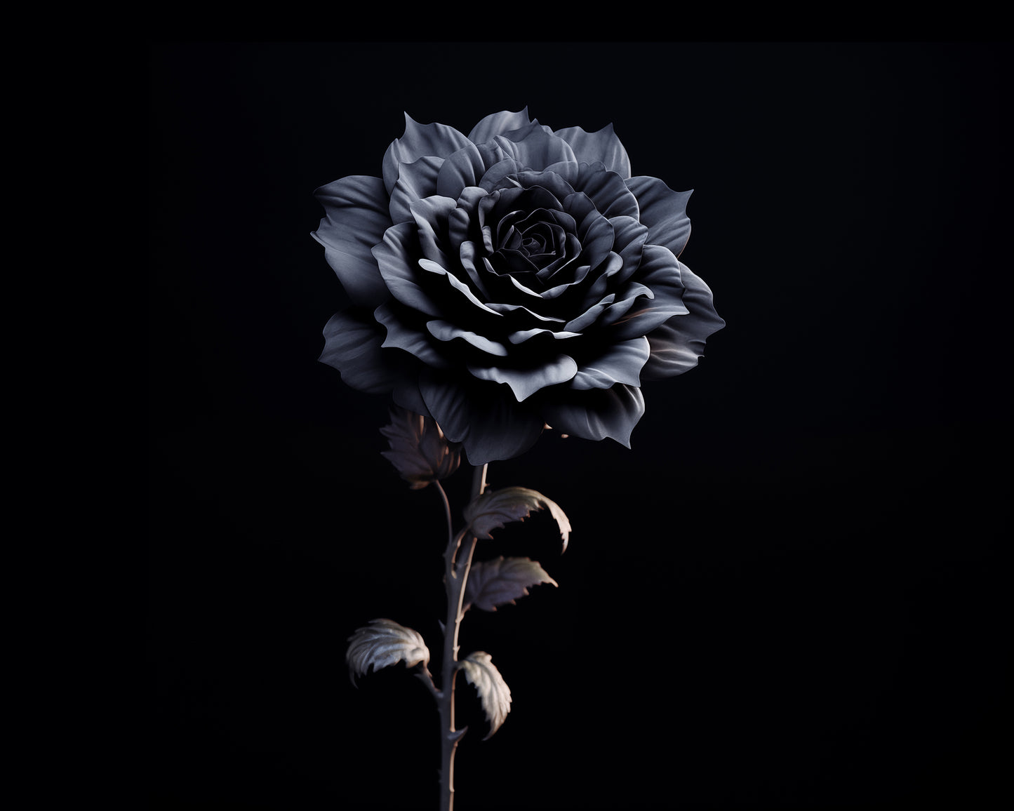 Unique Flower Painting: Ebony Enchantment Rose Black Flowers Photorealism - Digital Artwork Loose Art Print