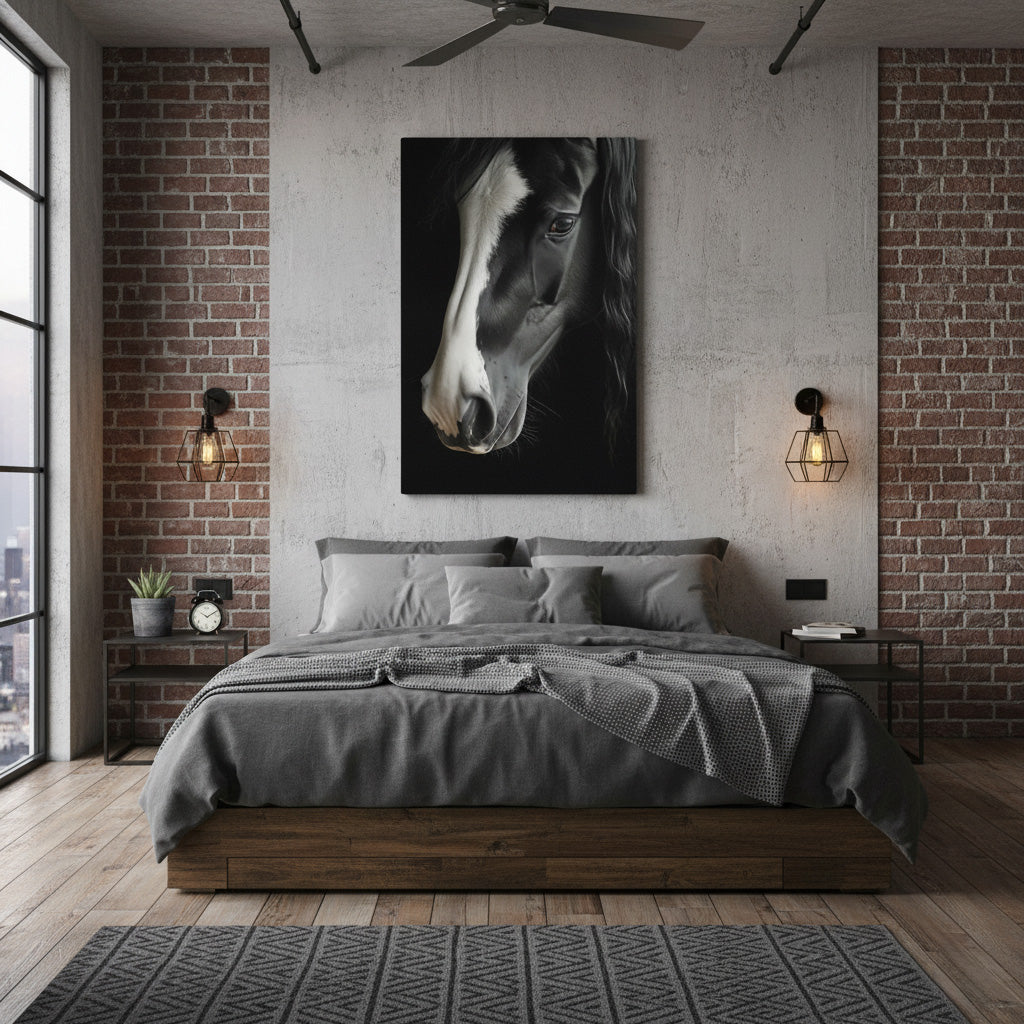 Ebony and Ivory Photorealistic Digital Artwork DIY Downloadable and Printable Wall Art Print in Industrial Style Bedroom