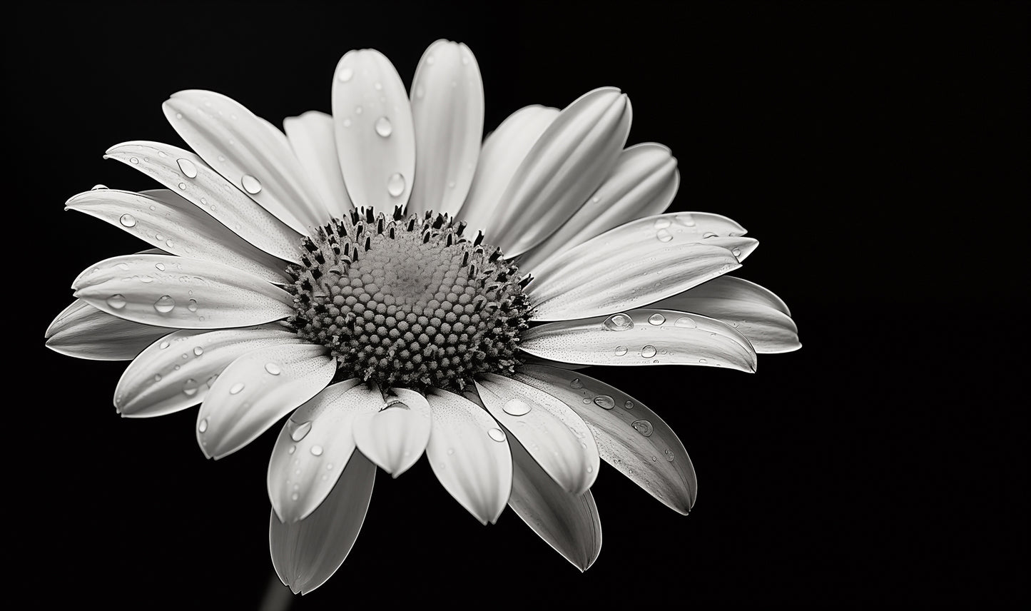 Flower Poster Prints: Elegance in Shadows Daisy Photorealism - Digital Artwork Loose Art Print