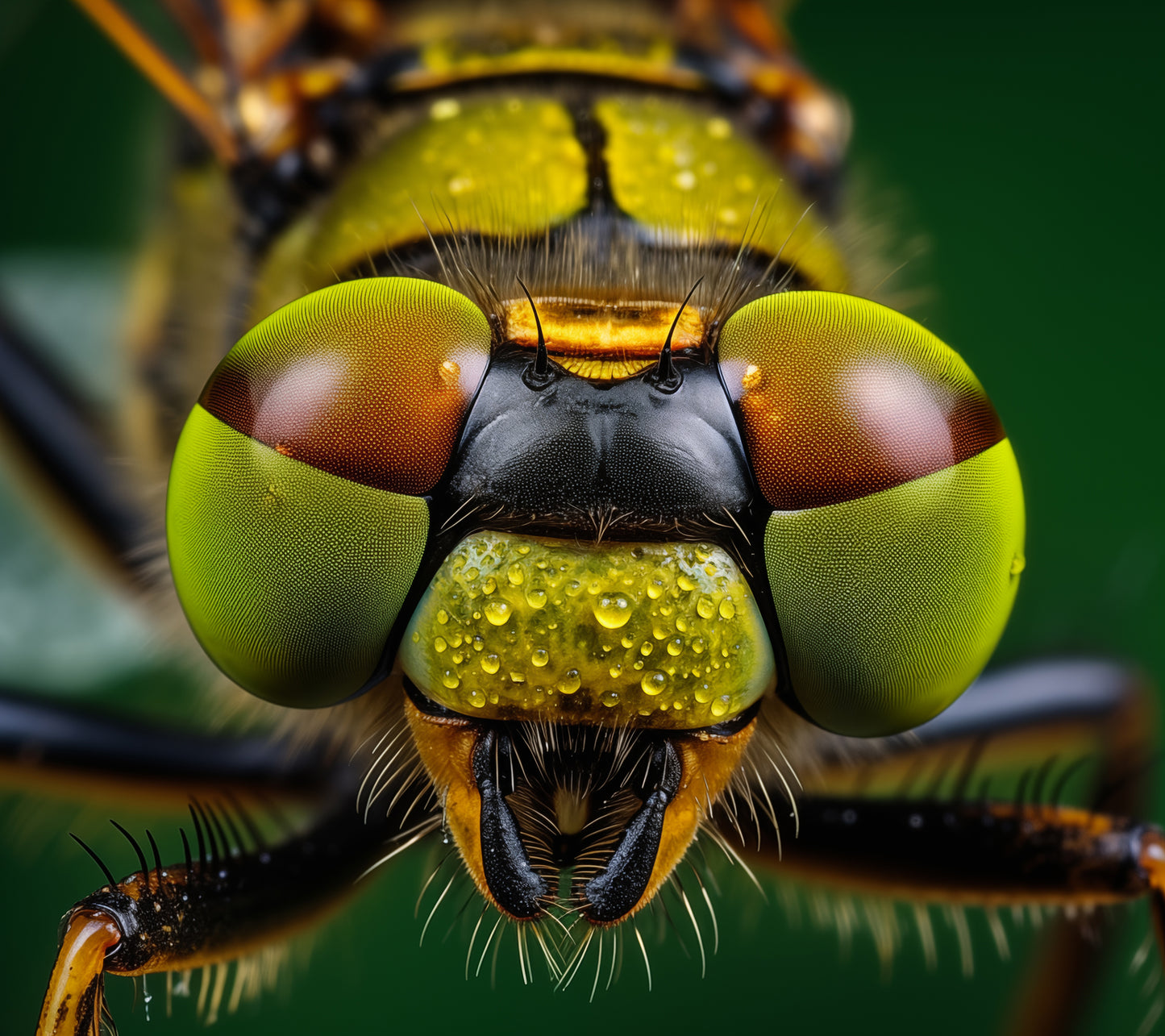 Dragonfly Poster Art: Emerald Vision Photorealism - Digital Artwork Loose Art Print