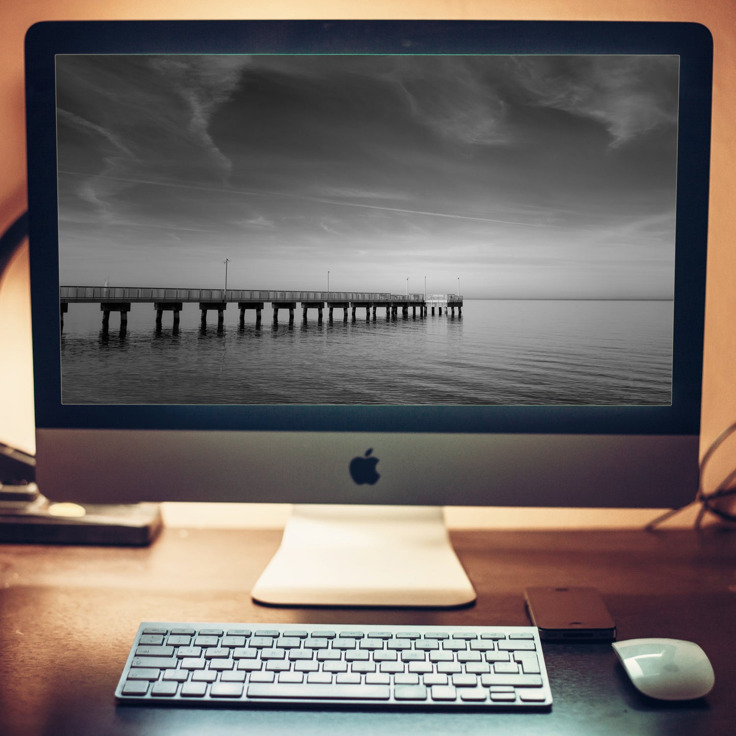 End of the Pier Coastal Landscape Photograph Wallpaper for Computer 2