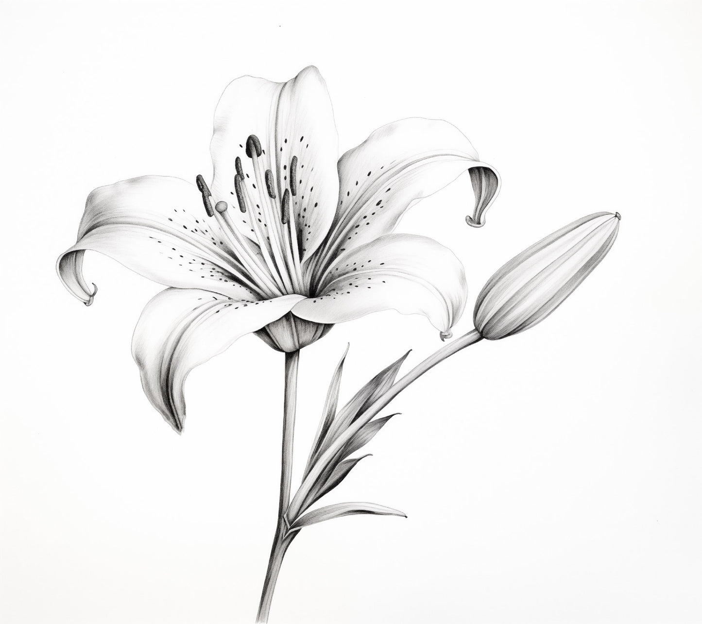 Aesthetic Drawing Flowers: Ephemeral Beauty Lily Pencil Sketch Charcoal Drawing Digital Artwork Loose Art Print