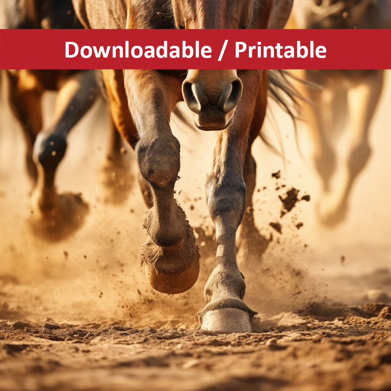Equine Exodus Running Horses Photorealistic Digital Artwork DIY Downloadable and Printable Wall Art Prints