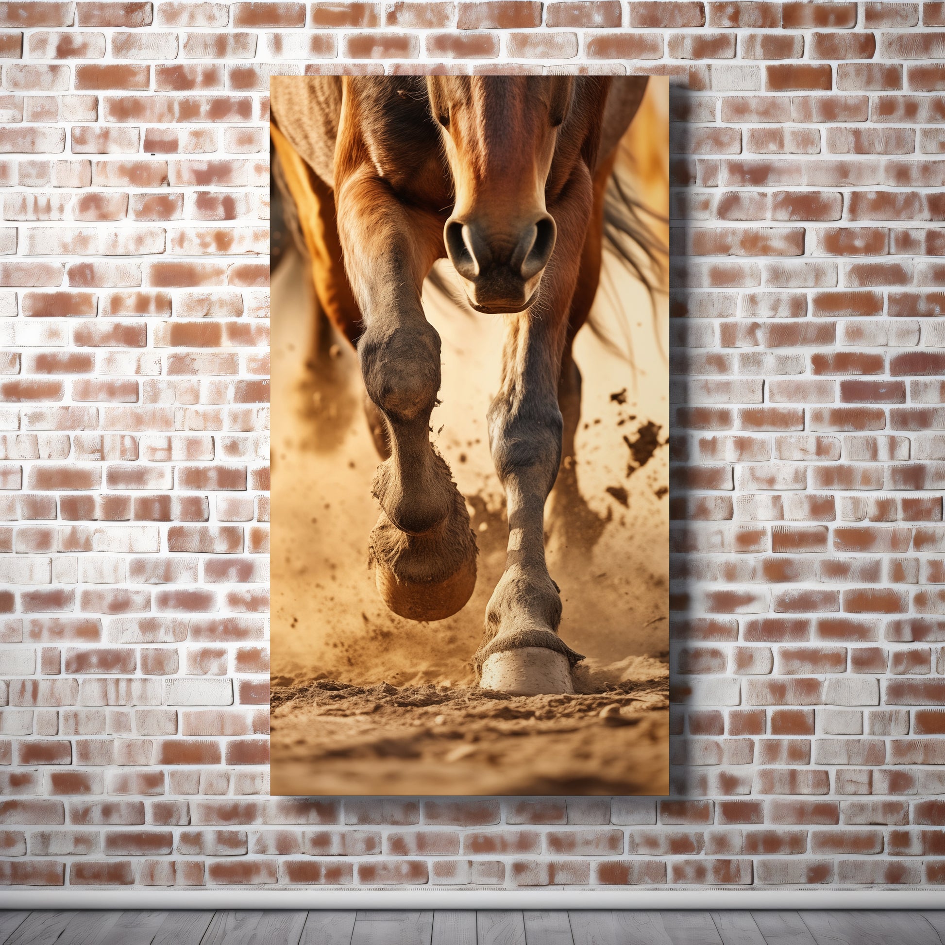 Equine Exodus Running Horses Photorealistic Digital Artwork DIY Printable on Lobby Setting