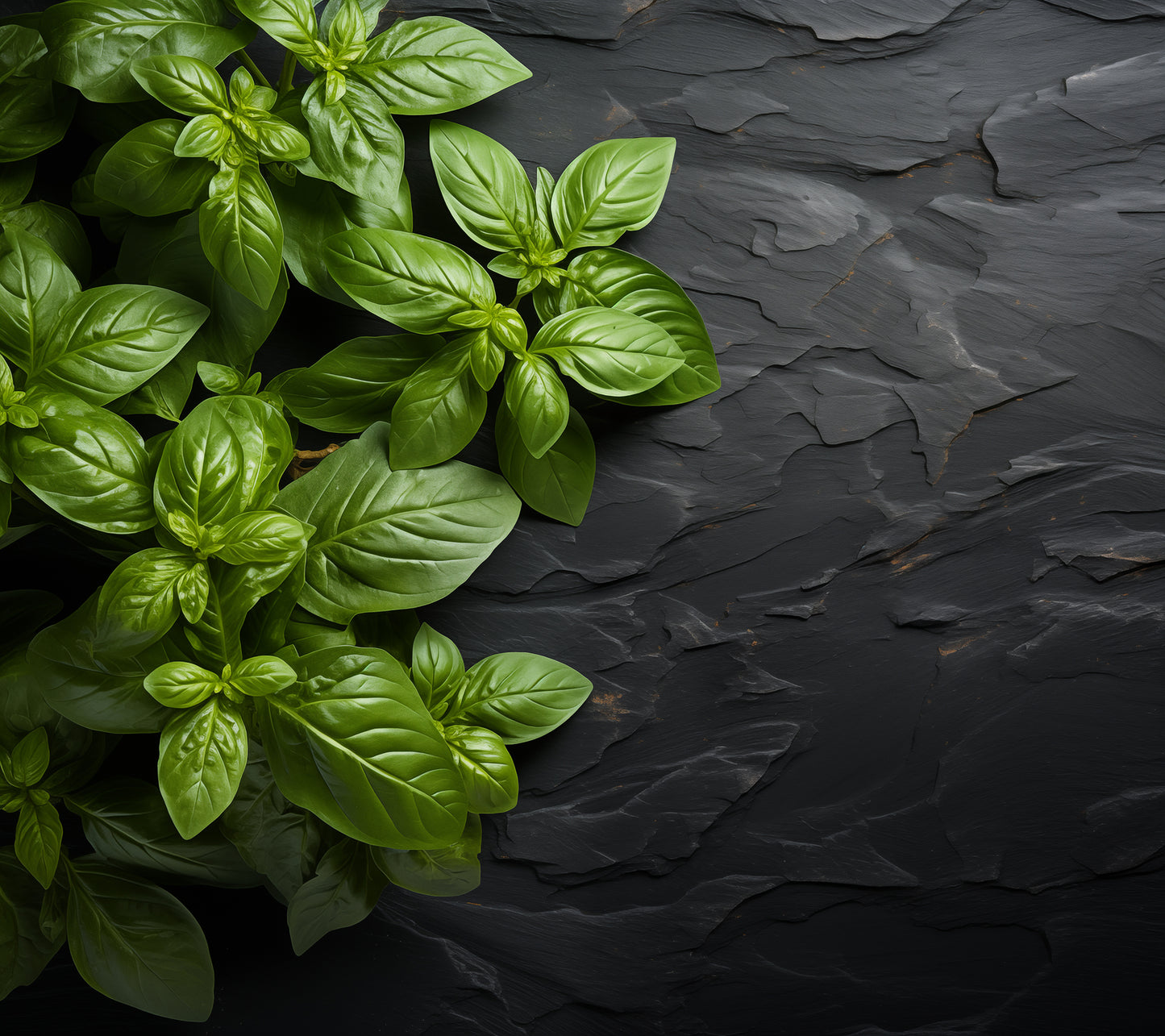 Herb and Art: Essence of Basil Photorealism - Digital Artwork Loose Art Print