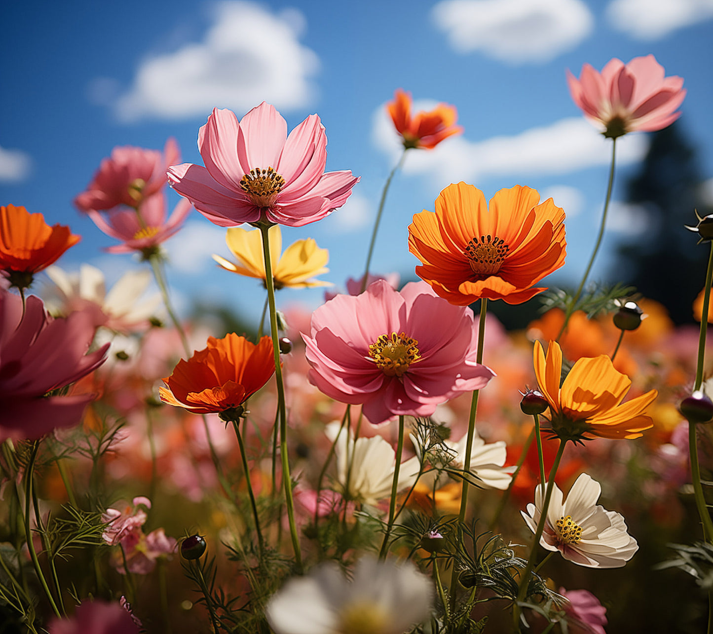 Wall Decor Farmhouse Style: Eternal Flower Meadow Flowers Photorealism - Digital Artwork Loose Art Print