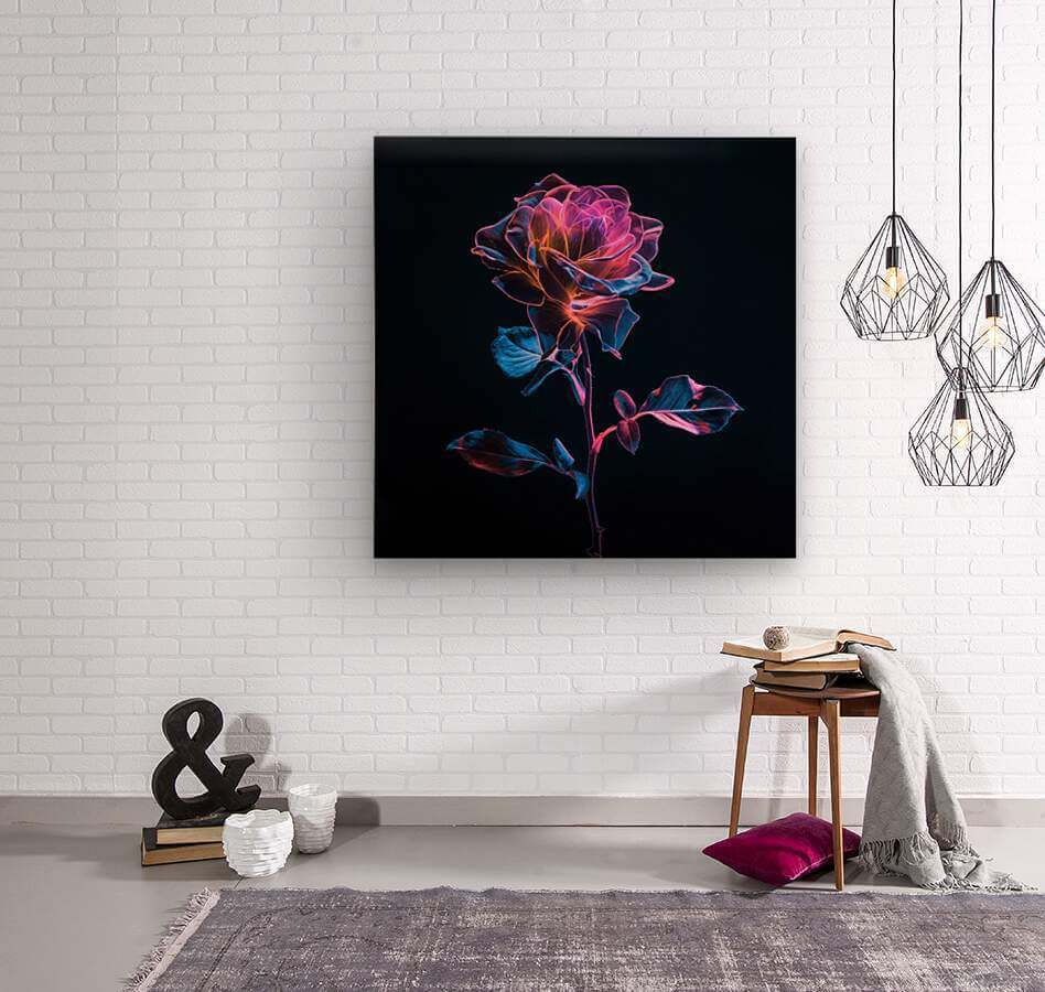 Ethereal Blossom Bioluminescent Rose on Black Background Downloadable / Printable Digital Artwork