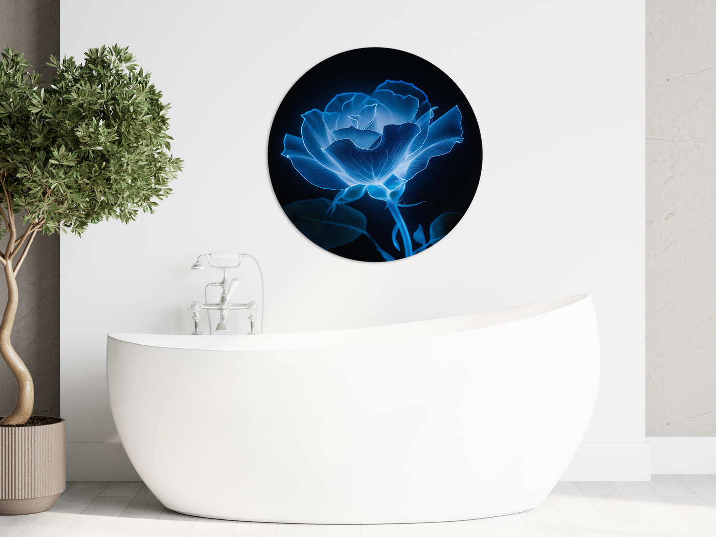 DOWNLOADABLE / PRINTABLE Botanical / Floral / Minimal Modern Digital Artwork Ethereal Embrace Bioluminescent Rose on Black Size up to 40x60