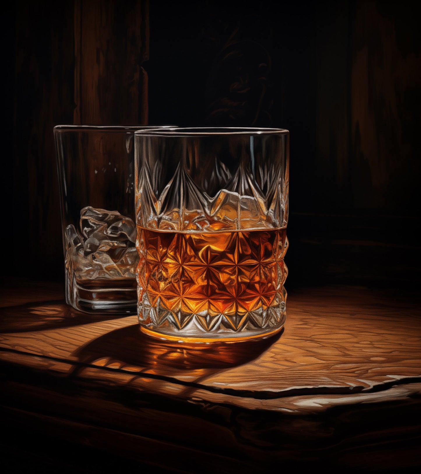 Cocktail Art: Evening Elixir Realism Digital Painting Artwork Loose Print