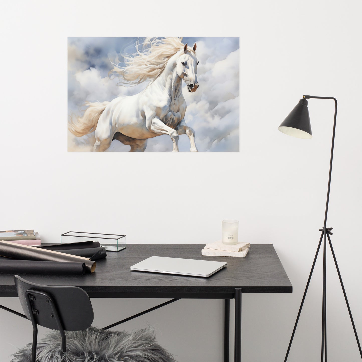 Extra Large Horse Wall Art: A Field of Joy Watercolor Painting Digital Artwork Loose Print