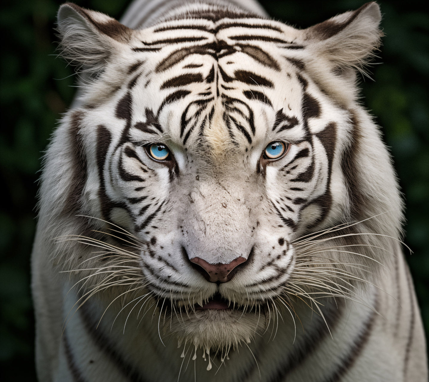 White Tiger Poster: Eyes of Ice Photorealism - Digital Artwork Loose Art Print