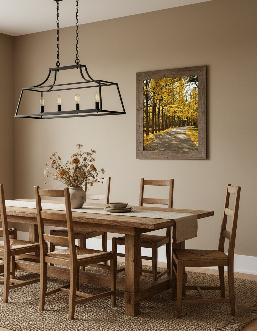 Fall Path Autumn Rustic Landscape Photograph Loose in Rustic Style Dining Room