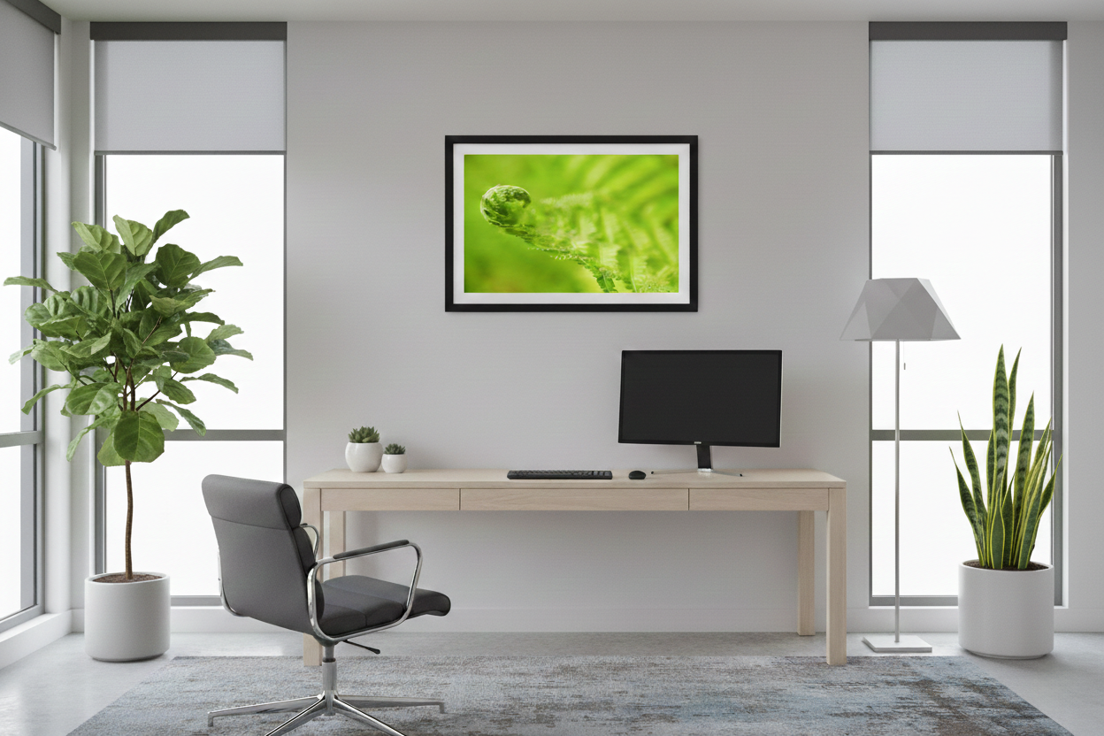 Fern Curl Minimal Botanical Nature Photography Print Loose in Contemporary Style Home Office