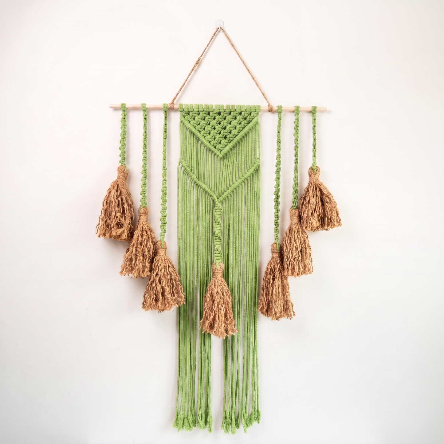 Fiber Art Custom Macrame Wall Hanging Acid Green Hex code b7e791