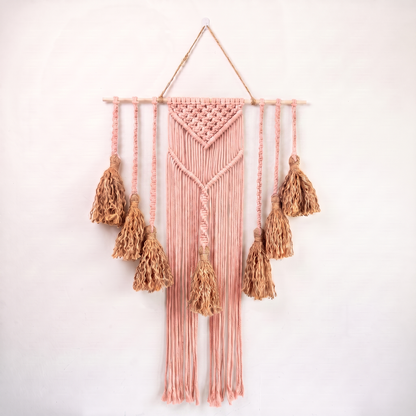 Fiber Art Custom Macrame Wall Hanging Brick Pink ffcabf