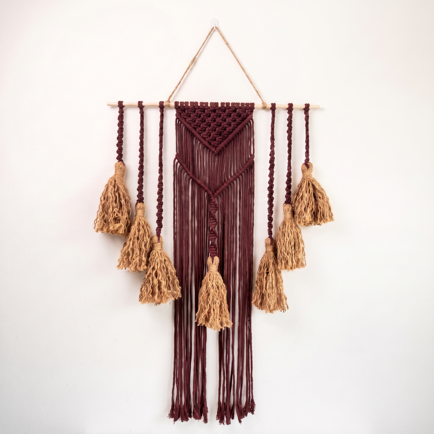Fiber Art Custom Macrame Wall Hanging Burgundy 5c0d22