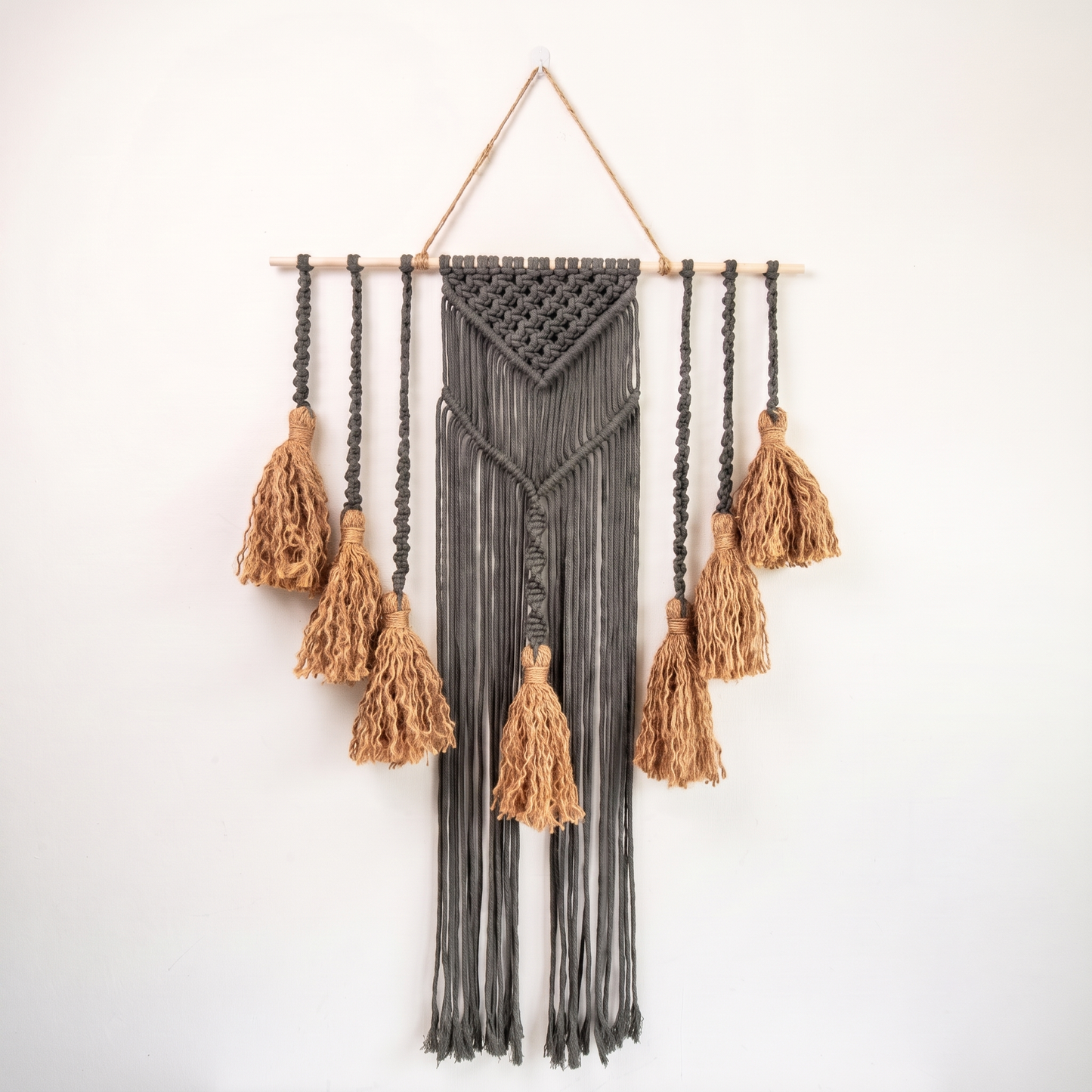 Fiber Art Custom Macrame Wall Hanging Dark Grey 828186