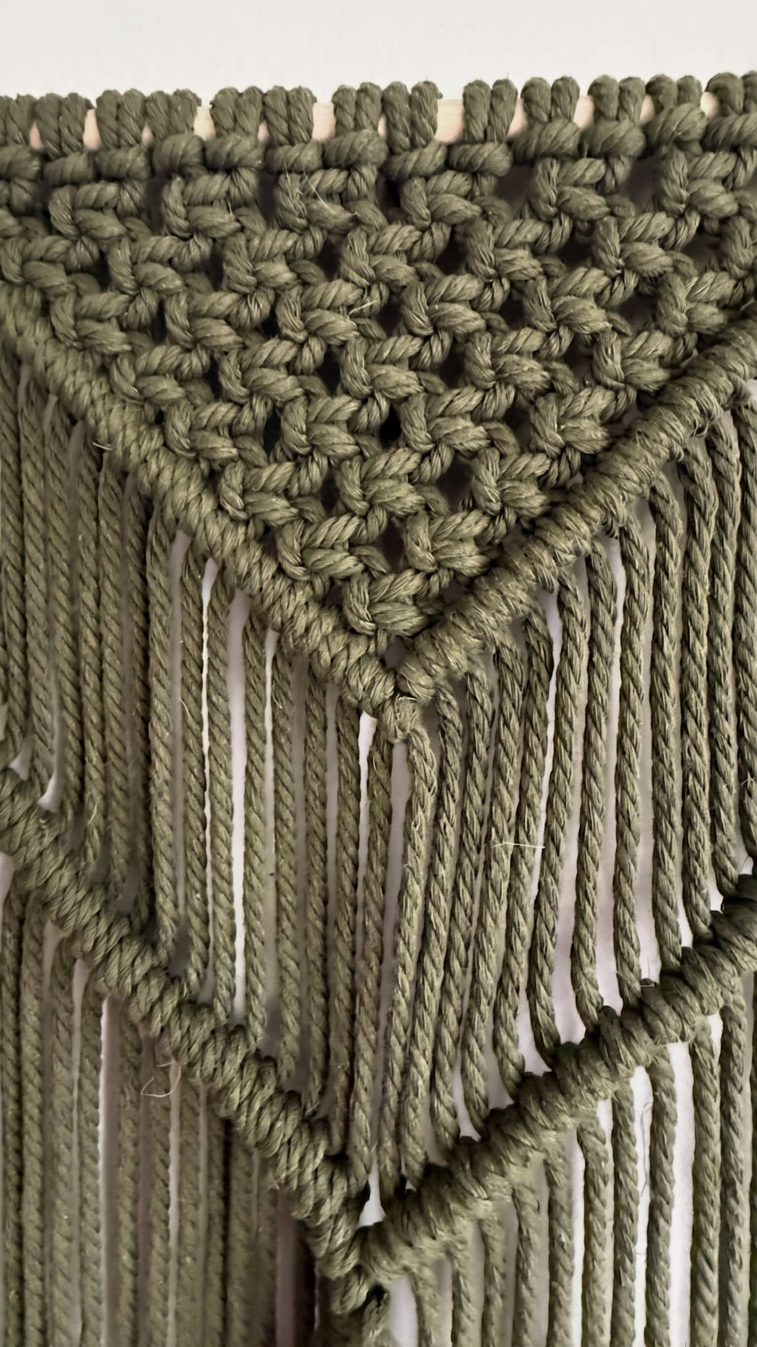 Fiber Art Custom Macrame Wall Hanging Moss Green Japandi Boho Chic Modern Organic (2)