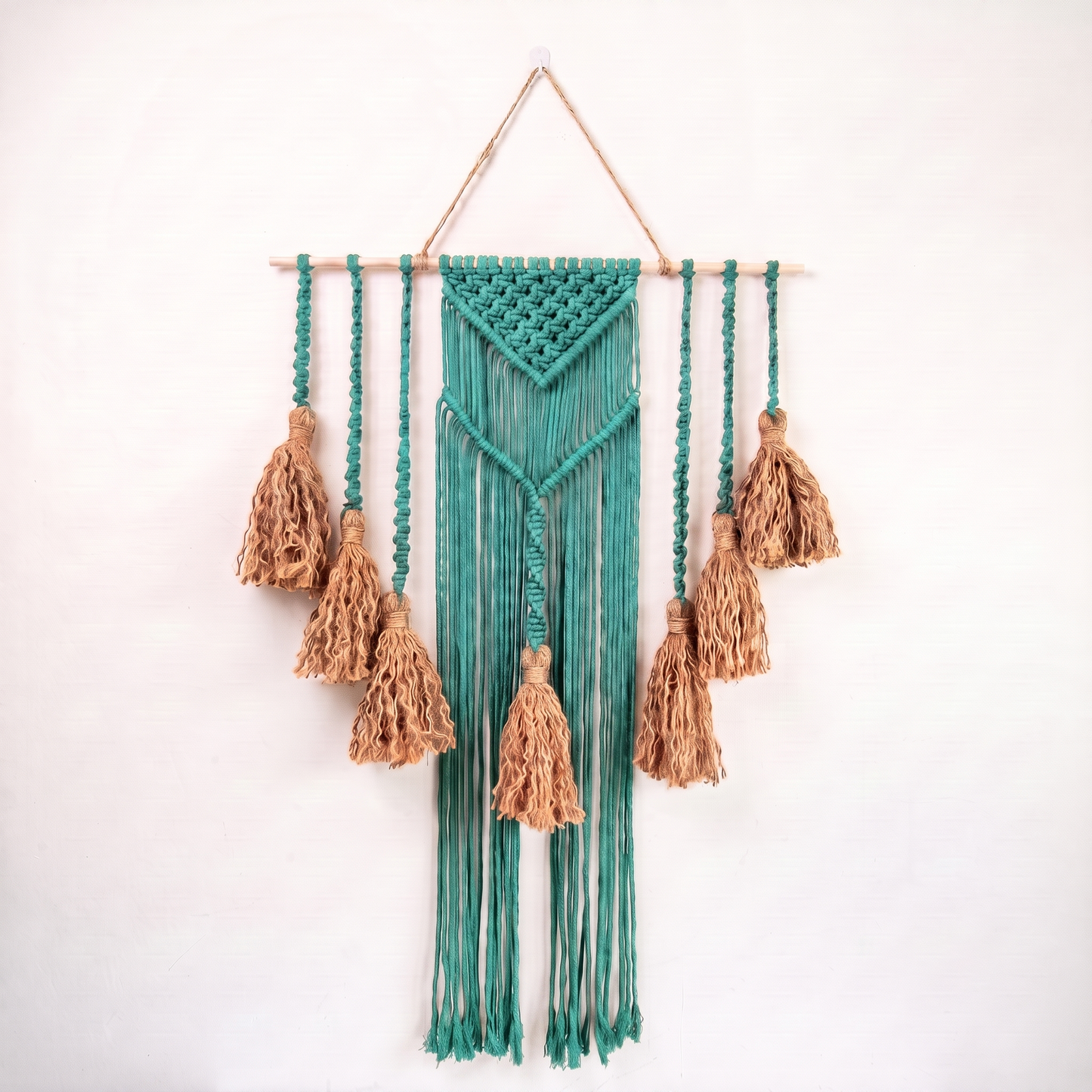 Fiber Art Custom Macrame Wall Hanging Lake Green Hex code 3dd9d6