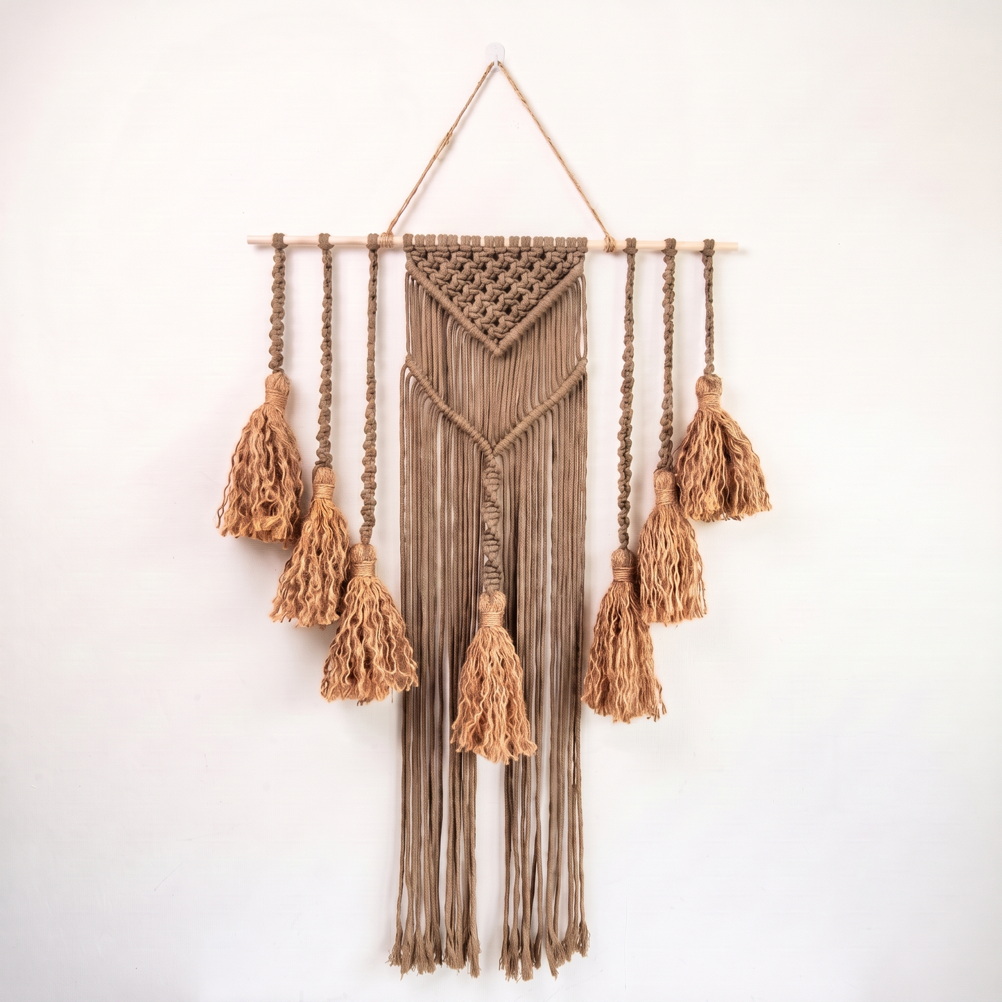 Fiber Art Custom Macrame Wall Hanging Latte Hex code caa378
