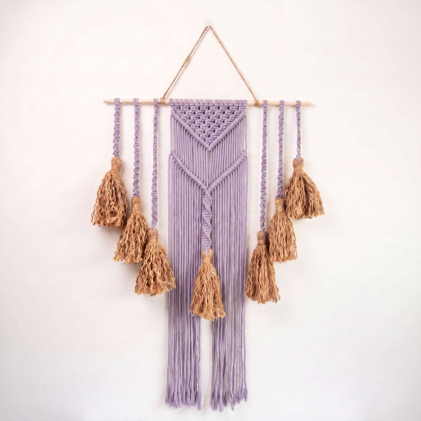 Fiber Art Custom Macrame Wall Hanging Light Purple Hex code b7a6c8