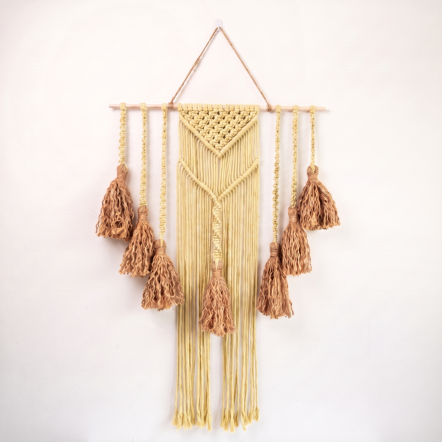 Fiber Art Custom Macrame Wall Hanging Light Yellow Hex code f4ecae