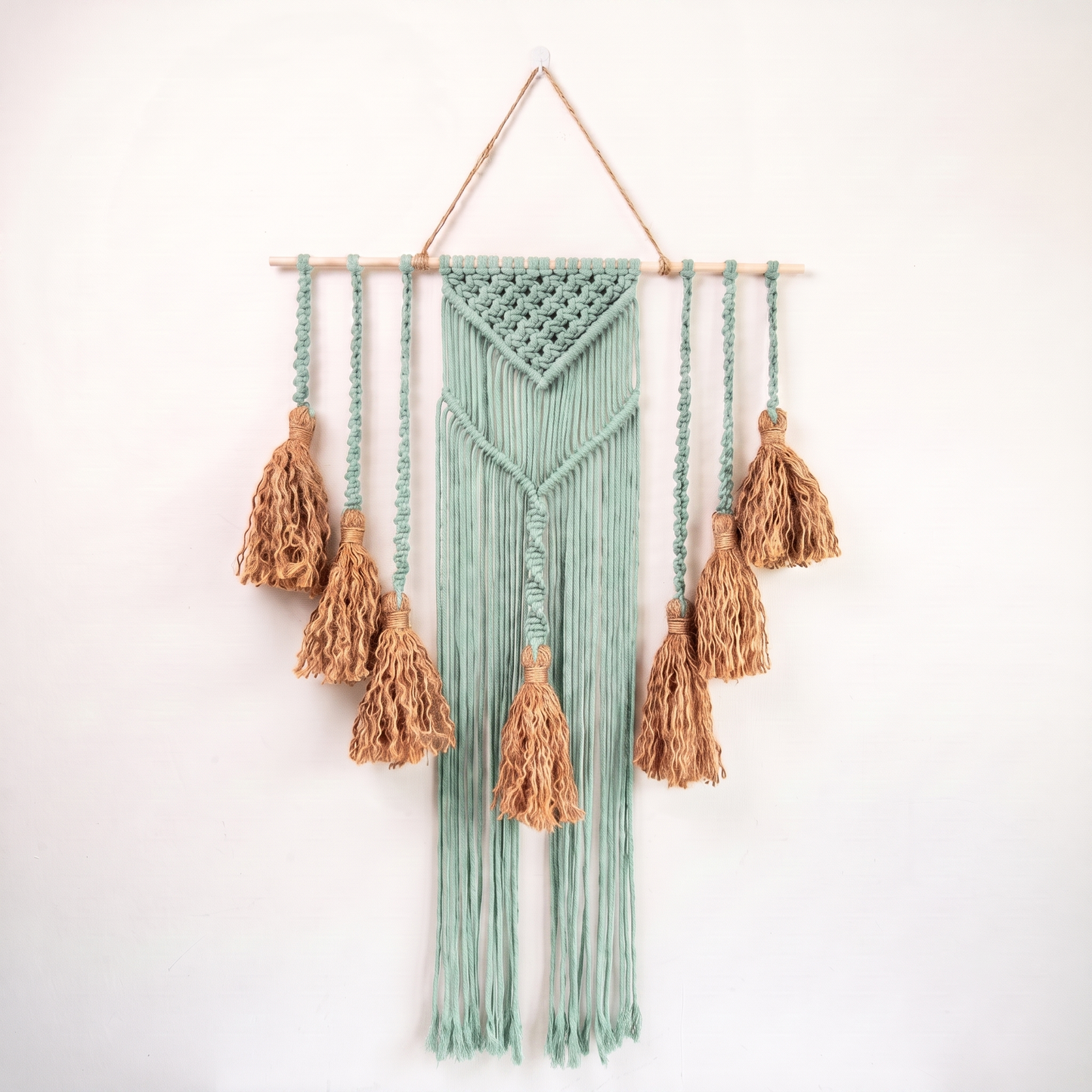 Fiber Art Custom Macrame Wall Hanging Mint Green Hex code c5e5d6