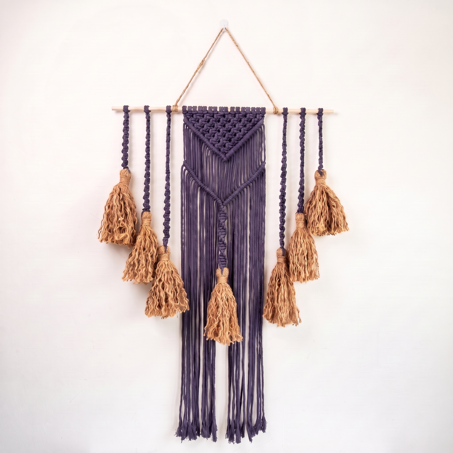 Fiber Art Custom Macrame Wall Hanging Purple Hex code 432f76
