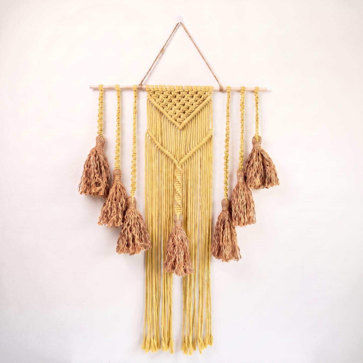 Fiber Art Custom Macrame Wall Hanging Yellow Hex code fff686