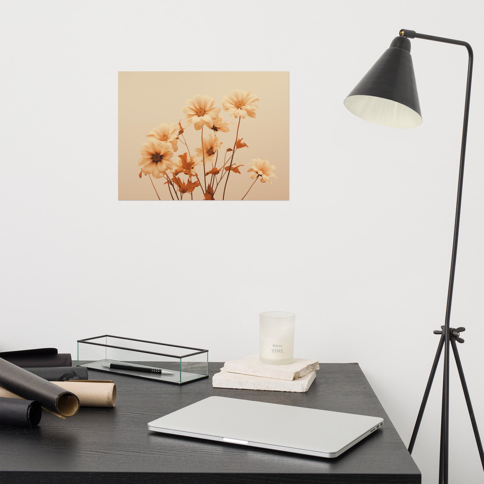 Floral Art Prints: A Touch of Cream - Flowers Minimal Photorealism Painting - Digital Artwork Loose Art Print