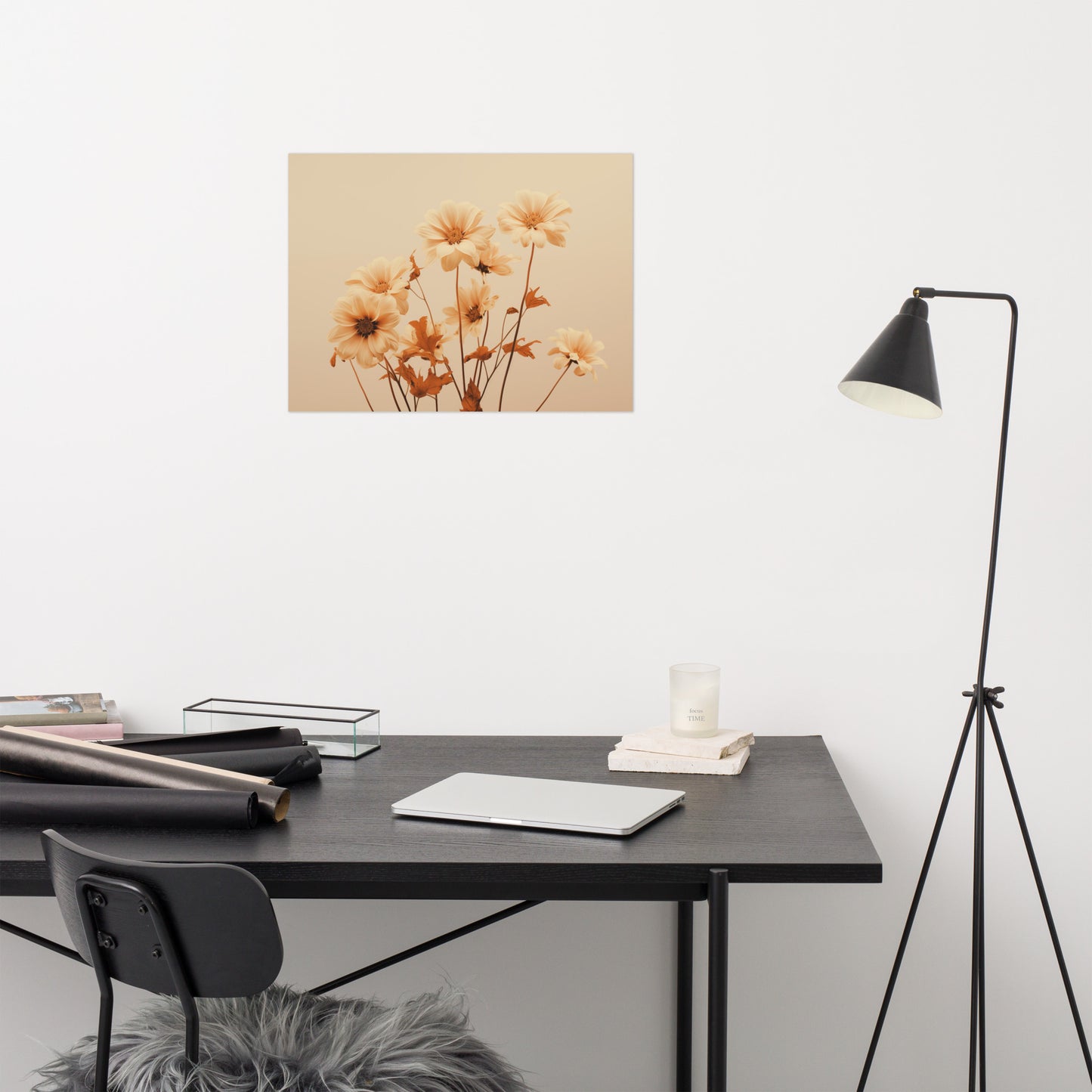 Floral Botanical Wall Art: A Touch of Cream - Flowers Minimal Photorealism Painting - Digital Artwork Loose Art Print