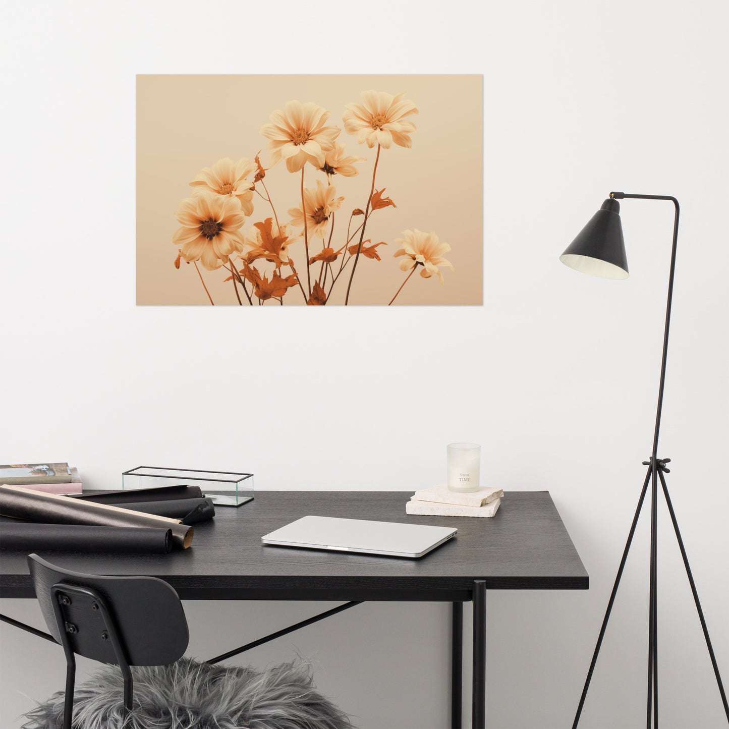 Floral Print Artwork: A Touch of Cream - Flowers Minimal Photorealism Painting - Digital Artwork Loose Art Print