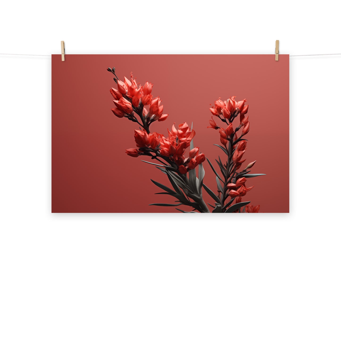 Floral Wall Art Prints: A Touch of Fire - Flowers Photorealism Painting - Digital Artwork Loose Art Print