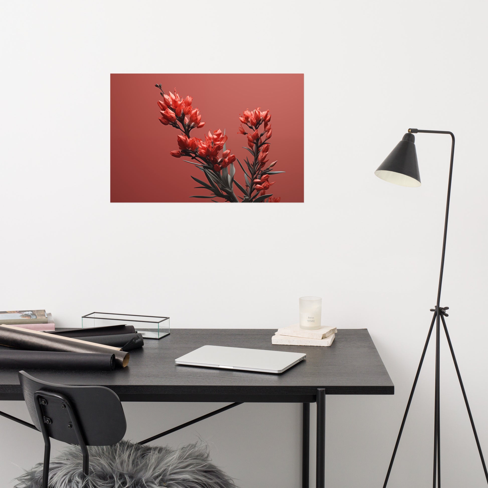 Floral Wall Decor: A Touch of Fire - Flowers Photorealism Painting - Digital Artwork Loose Art Print