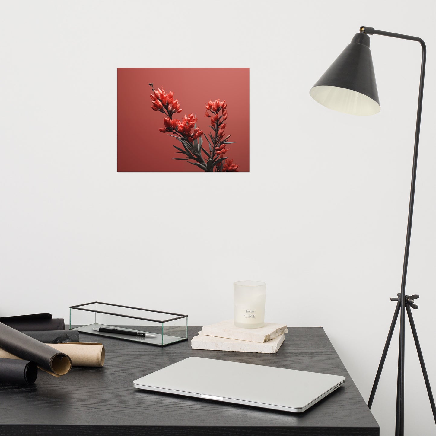 Floral Wall Piece: A Touch of Fire - Flowers Photorealism Painting - Digital Artwork Loose Art Print