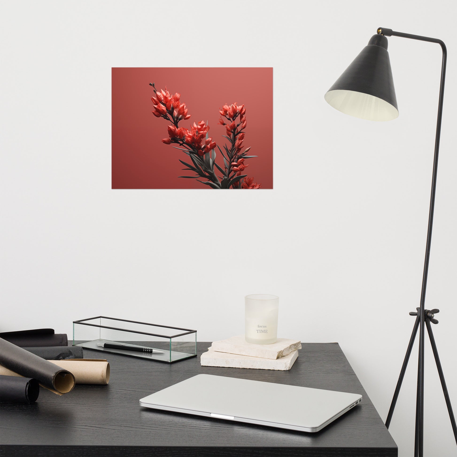 Floral Wall Prints: A Touch of Fire - Flowers Photorealism Painting - Digital Artwork Loose Art Print